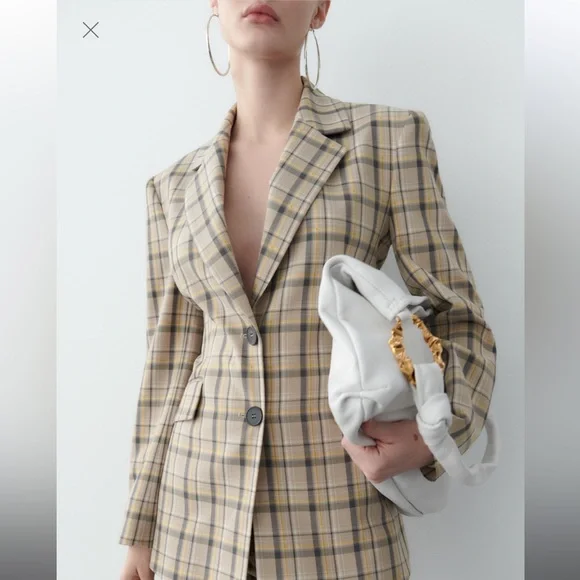 ZARA FITTED PLAID BLAZER #Cybermondaysale - Picture 5 of 14